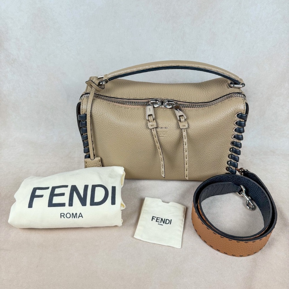 Fendi Selleria Leather Top Handle Crossbody Bag Reversible Wide Strap - Picture 5 of 17